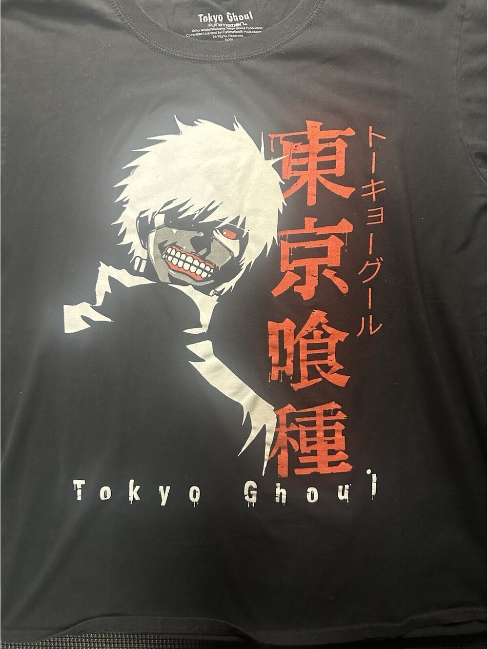 Tokyo Ghoul Kaneki Anime Graphic T Shirt Black Size Large Funimation